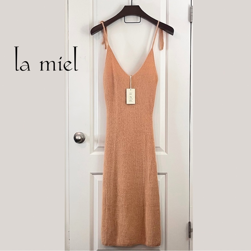 NWT La Miel Tie Shoulder Knit Midi Dress